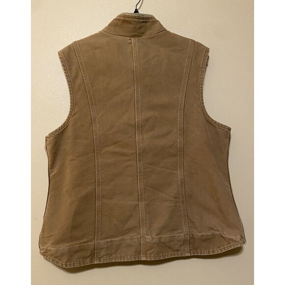 USA CARHARTT Sherpa Blanket Lined Canvas Work Vest Women’s Size XL Brown WV001 - Picture 2 of 13